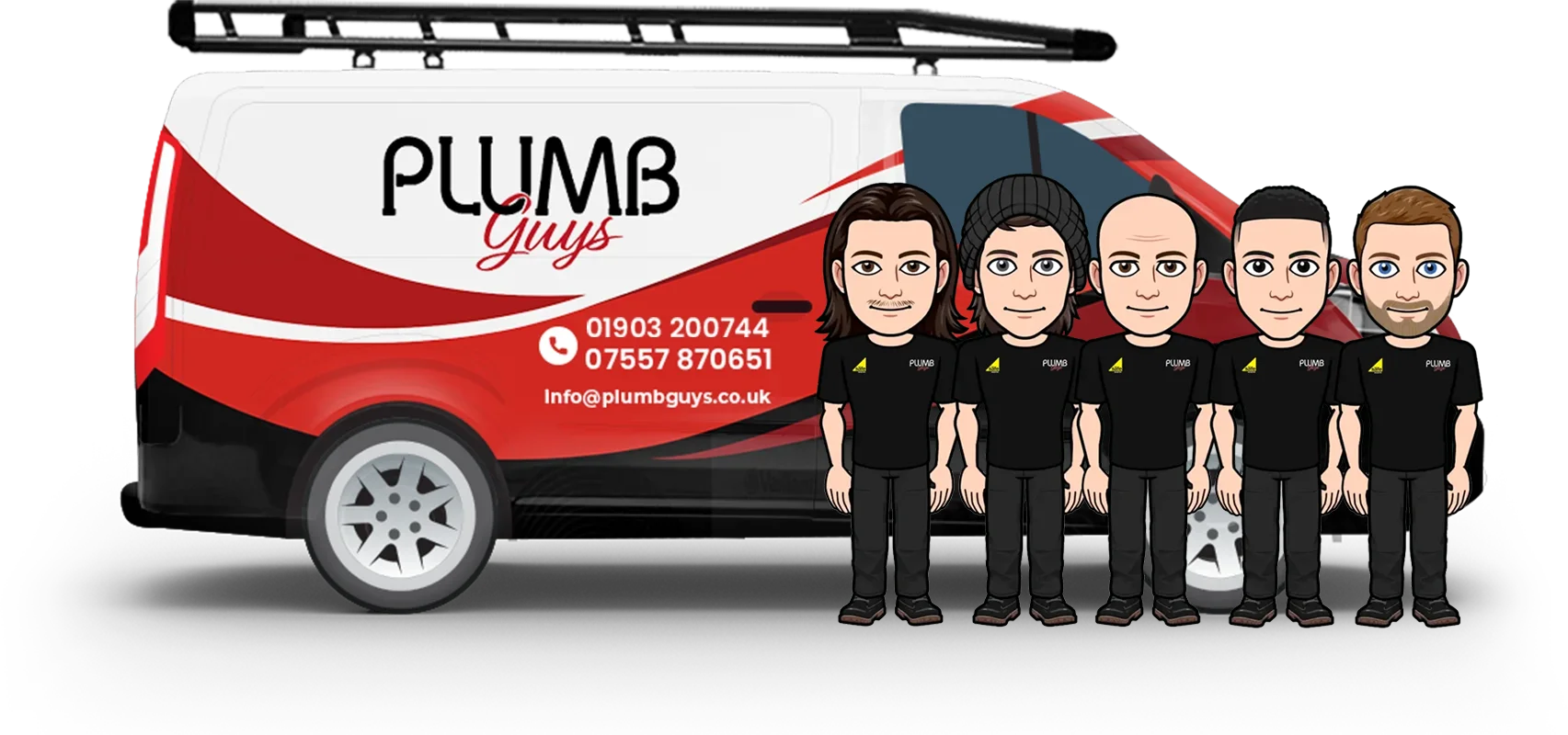 Plumb guys team with van vector image